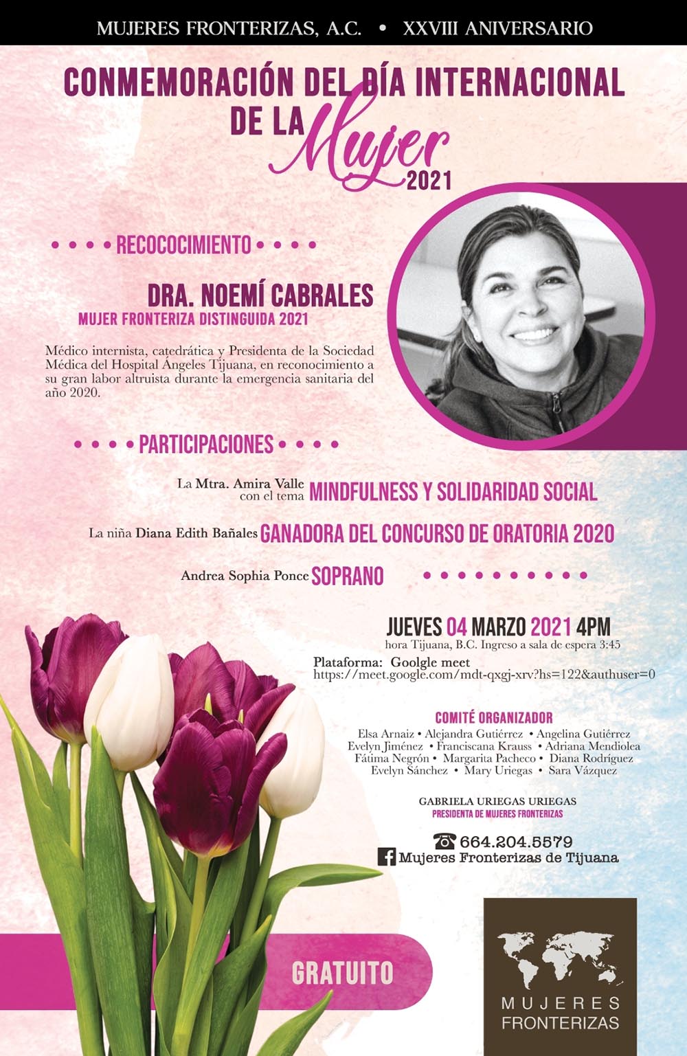 Reunión de trabajo virtual organizando el reconocimiento para la Dra. Nohemi Cabrales.