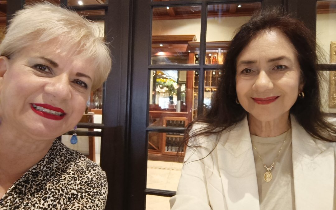 Sesión de trabajo Mujeres Fronterizas la Presidenta Fundadora DoctoraAdriana Mendioléa y la ex presidenta Lic. Franciscana Krauss Agosto 2025