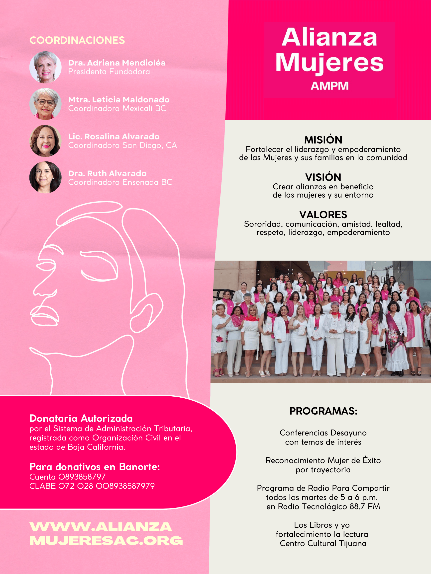 Dra. Adriana Mendioléa, Presidenta Fundadora de Alianza Mujeres por Mujeres A.C.