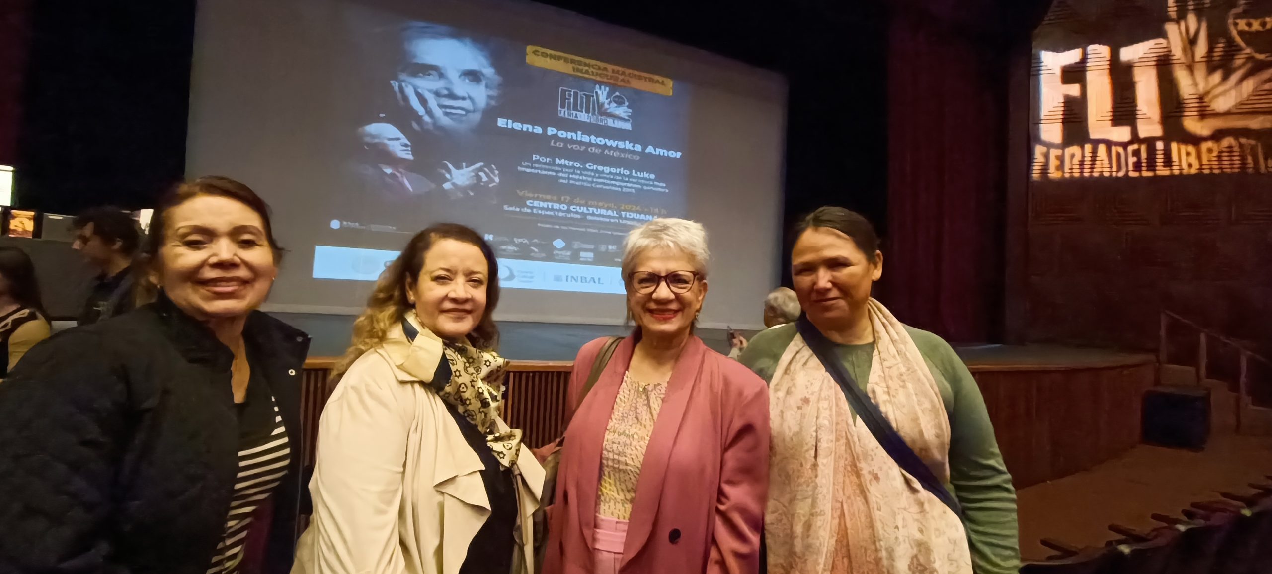 Doctora Adriana Mendioléa, Mtra Rosy Rea, Lic Adriana Juárez y la MtraMaría Eugenia Guzmán en el CECUT Feria del Libro Tijuana – mayo 2024